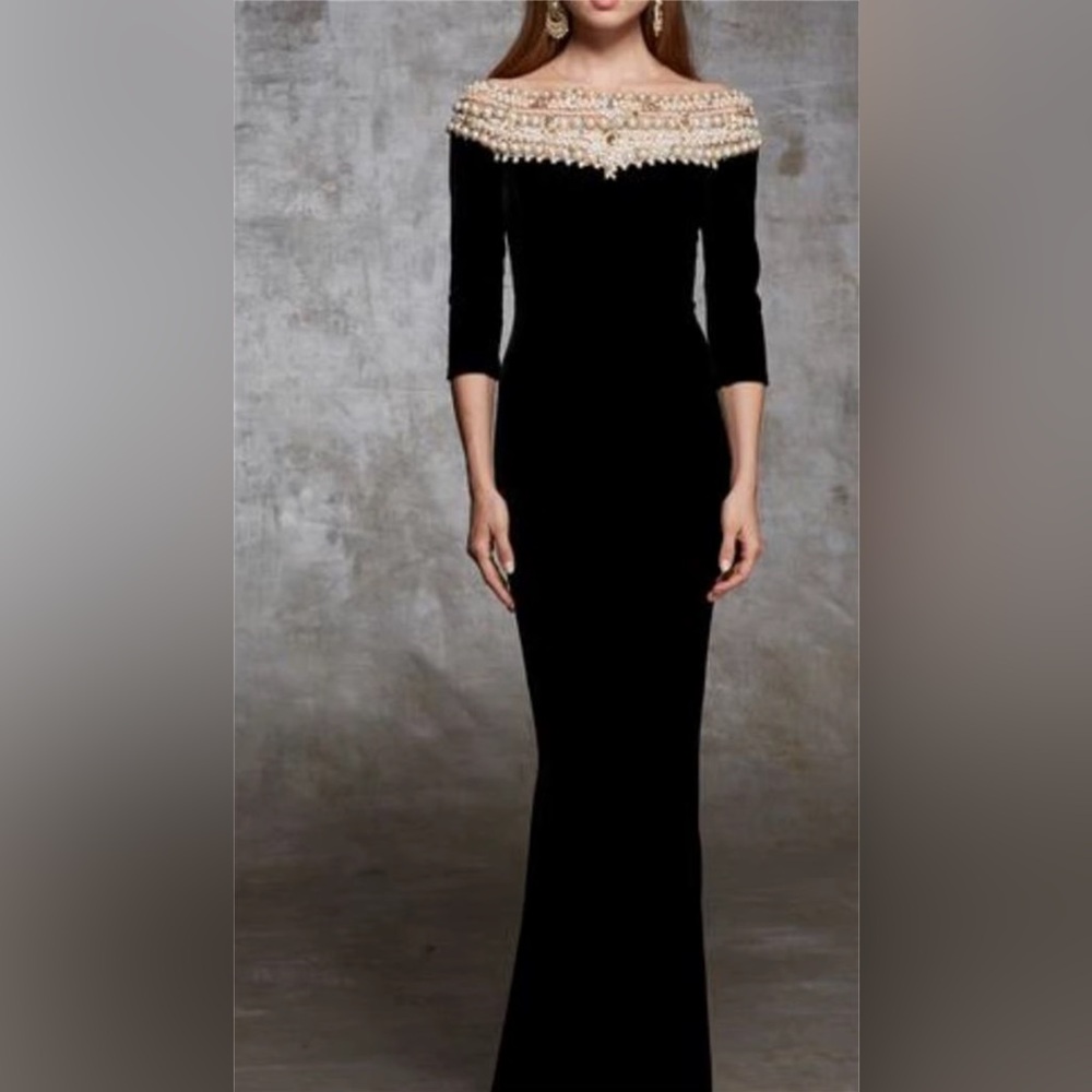 Marchesa velvet evening gown